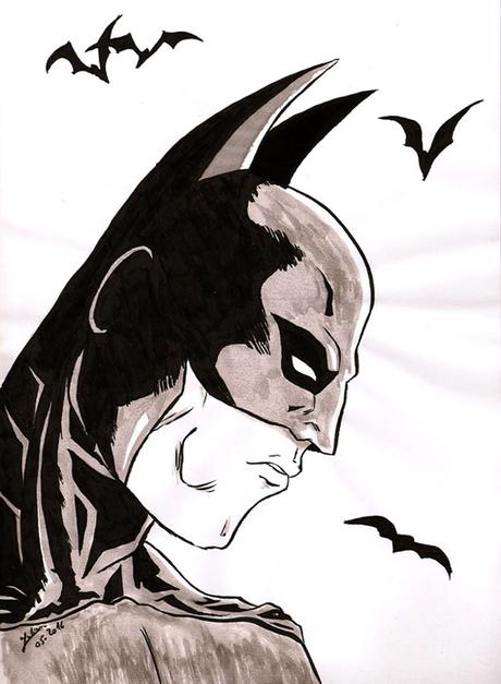 Image de profil de Batman au pinceau et à l'encre de chine