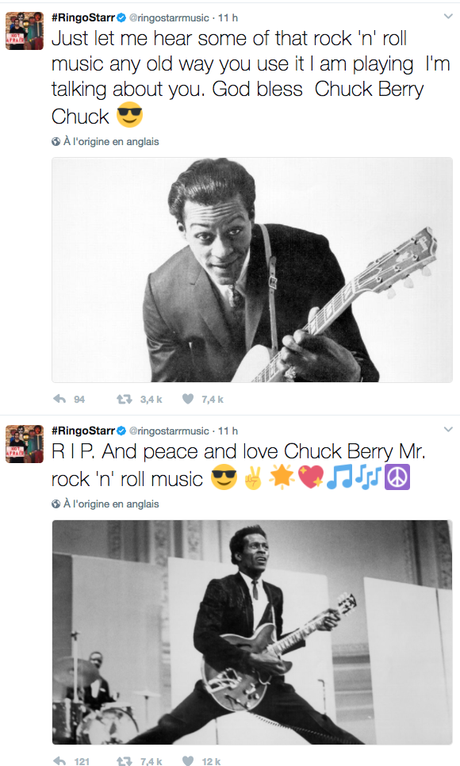 Chuck Berry : quelques hommages de la sphère Beatles Chuck Berry : quelques hommages de la sphère Beatles