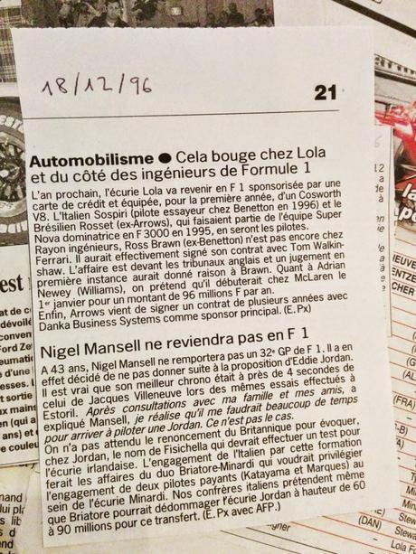 Journal Le Soir - Potins - Formule 1 - Lola - Nigel Mansell