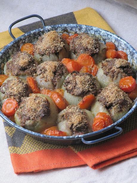 Oignons farcis au bœuf-carottes d'hier Oignons farcis au bœuf-carottes d'hier