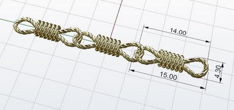 design des mailles d'un gros collier en or 18 carats
