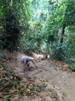 Se balancer en haut des chutes de Kuang Si, Laos