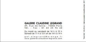 Galerie Claudine LEGRAND exposition Kurt MAIR  4/25 Avril 2017