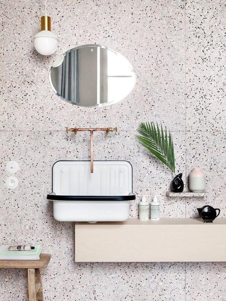 salle de bain retro vintage minimaliste terrazzo granito