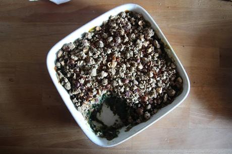 Crumble d'épinards au sarrasin et aux noisettes (sans gluten)