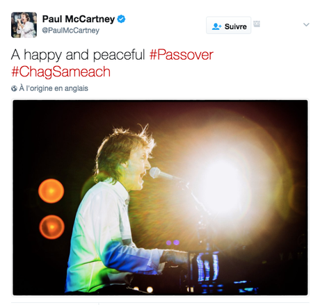 Paul McCartney souhaite de bonnes fêtes de Paques à la communauté juive