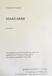 Galerie F MOISAN    exposition  Asaad ARABI                13 Avril au 13 Mai 2017