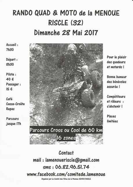 Rando motos et quads le 28 mai 2017, du Comité des Fêtes de la Menoue à Riscle (32).
