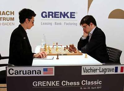 Ronde 5 du Grenke Chess Classic : Fabiano Caruana et Maxime Vachier-Lagrave ont disputé une partie d'échecs de très haut-niveau - Photo © Georgios Souleidis 