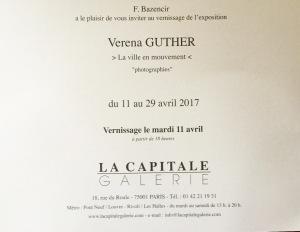 Galerie La Capitale – exposition Verena GUTHER jusqu’au 29 Avril 2017