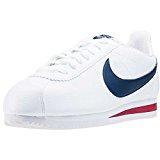 Nike Classic Cortez Leather, Chaussures de Running Entrainement Homme, Blanc / Bleu / Rouge (White / Midnight Navy-Gym Red), 44 EU