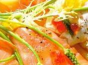 Assiettes saumon fumé asperges vertes