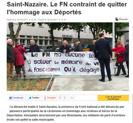 A Saint-Nazaire, les fachos du #FN virés de l’hommage aux déportés par une résistante de 93 ans