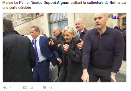 #Reims : #MLP fuit devant l’ennemi (le peuple) en compagnie d’un trafiquant d’armes)