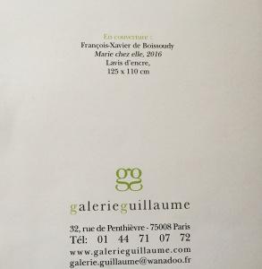 Galerie GUILLAUME  exposition François-Xavier de BOISSOUDY « Marie la vie d’une femme » jusqu’au 3 Juin 2017
