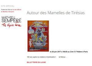 « Autour des Mamelles de Tirésias  »  à CINE 13 à Montmartre – le  25 Juin 2017 (16h30)