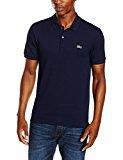 Lacoste L!VE - Polo - uni - Col polo - Manches courtes - Homme - Bleu (Marine) - Medium (Taille fabricant : 4)