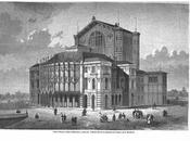 Palais festivals Bayreuth, gravure carte postale 1876