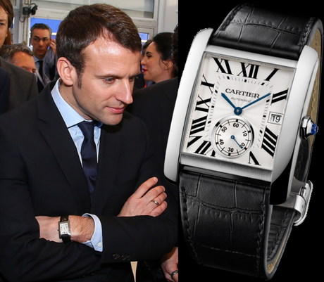 Emmanuel Macron et sa montre Cartier Tank MC à 6500€