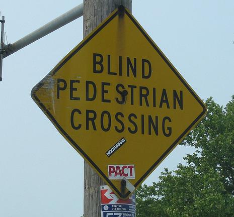 Blind Pedestrian Crossing Road Sign