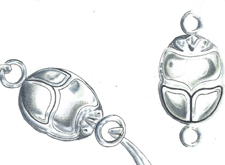 dessin scarabé servant de modele pour le bracelet en argent