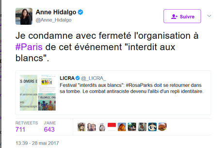 Festival afro-féministe : le #FN demande, @Anne_Hidalgo et @_LICRA_   obtempèrent… 😱 #antifa