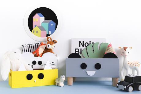 Découvrez notre DIY Boîte de rangement pour kid réalisé pour A Little Mercerie. Des petites boîtes tendances aux visages d'animaux.
