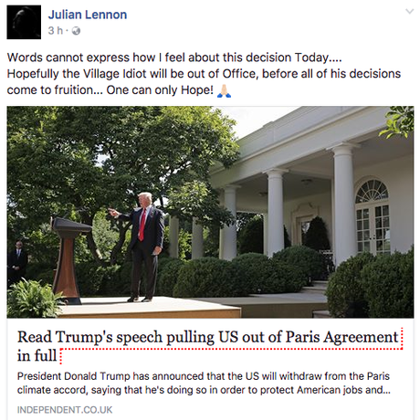 Quand Julian Lennon traite Donald Trump  « d’idiot du village ».