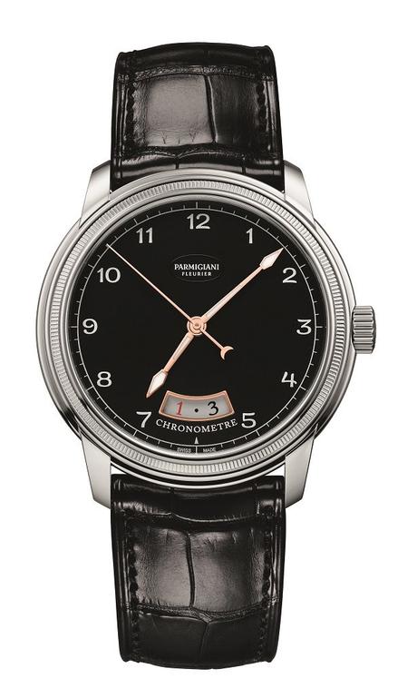 Parmigiani Fleurier - Toric Chronomètre: boitier en or blanc, cadran noir et bracelet Hermès alligator