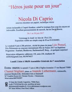 PHILOMUSES  exposition Nicola Di Caprio   » Héros juste pour un jour » jusqu’au 30 Juin 2017