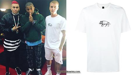STYLE : Justin Bieber with a boar print t-shirt