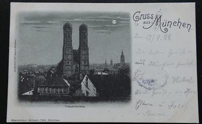 La Frauenkirche au clair de lune, une carte postale ancienne