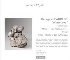 Galerie CAPAZZA  exposition Georges JEANCLOS « Murmures »  samedi 17 Juin 2017
