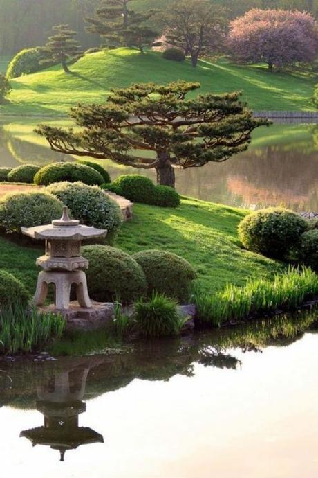idee jardiniere jardin japonais au bord de l'eau