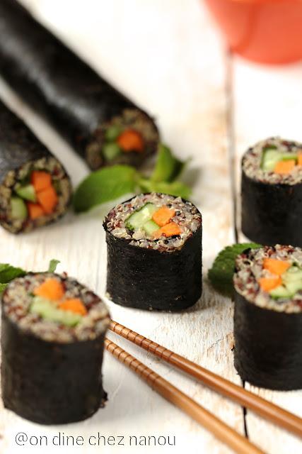 Sushis de quinoa végétariens aux légumes et à la menthe
