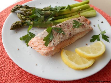 recette facile rapide saumon aux asperges vertes