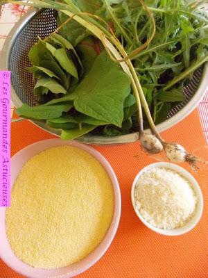 Gâteau de Polenta tout en verdure, à la fois moelleux et croustillant