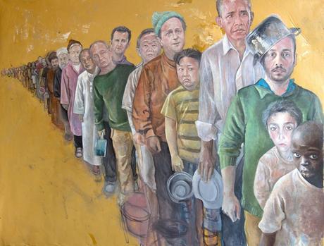Un peintre Syrien transforme les dirigeants du monde en réfugiés