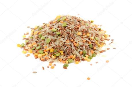 Salade de riz, pois cassé lentilles