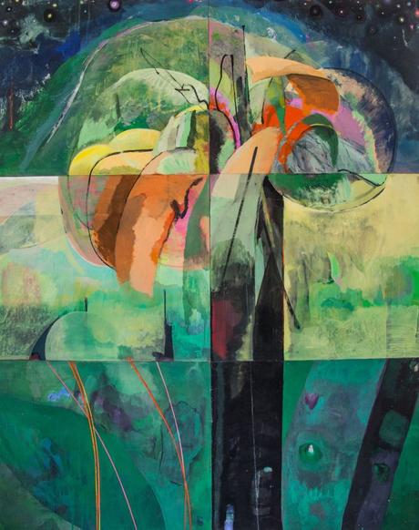 Composition in yellow and green, 2016, Assorted pigment on board, 152,4 x 127 cm — Galerie Éric Hussenot, Paris
