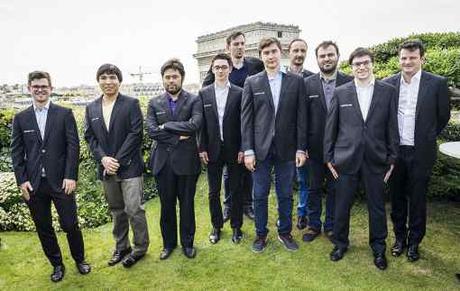 Magnus Carlsen, Wesley So, Hikaru Nakamura, Fabiano Caruana, Alexander Grischuk, Sergey Karjakin, Veselin Topalov, Shakhriyar Mamedyarov, Maxime Vachier-Lagrave et Etienne Bacrot - Photo © site officiel
