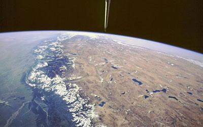 Photograph of Tibetan Plateau taken from the Space Shuttle Challenger in 1984