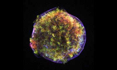 A false-colour X-ray image by Chandra of the Tycho supernova remnant