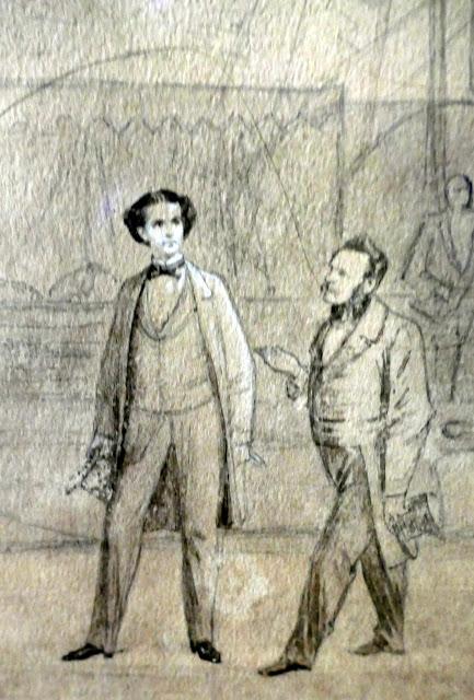 Le Roi Louis II et le général Spauner devant le Tristan au Starnbergersee, un dessin de Joseph Watter