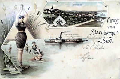 Invitation à la baignade au lac de Starnberg: une carte postale ancienne