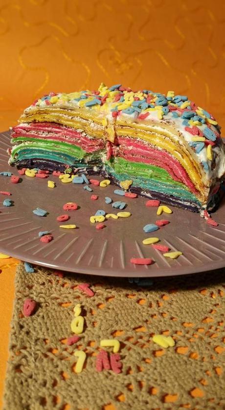Rainbow cake crêpes pour le défi  CUISINE MULTICOLORE JUILLET 2017