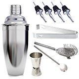 Bar Shaker à Cocktail Set en inox 750ml Shaker Verseur Vin Doseur Passoire Paquet de 9 pièces