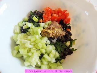 Salade de Haricots noirs au concombre et à la tomate (Vegan)