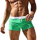 Minetom Homme Maillot de Bain Boxer Trunks Shorts Pantalon Court de Sport Avec Avant Tie Pour Plage Natation Plongée Vert EU M