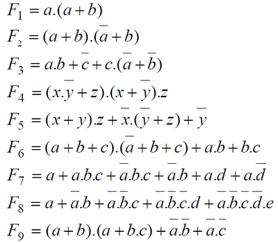 Algèbre de boole exos-corrigés EXERCICES sur les simplifications algébriques